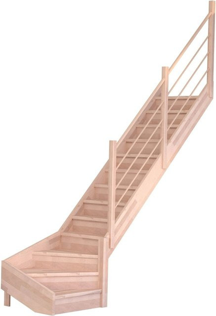 StarWood Treppe Mykonos Pro Buche Gewendelt R, Setzstufen Holz-Design in Braun und Beige, Breite: 80 cm, Höhe: 280 cm - Bild 1
