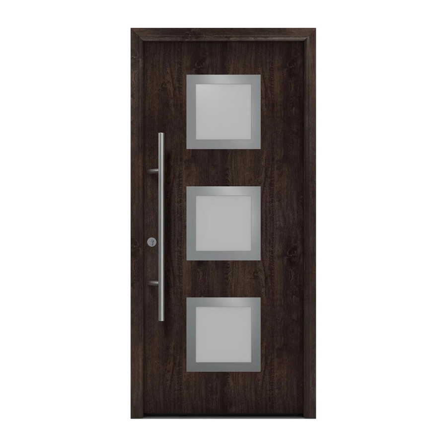 EcoStar Haustür Isopro Secur IPS 810S Eiche Dunkel mit Glaseinsatz, B: 110 cm, H: 210 cm, DIN Links - Bild 2