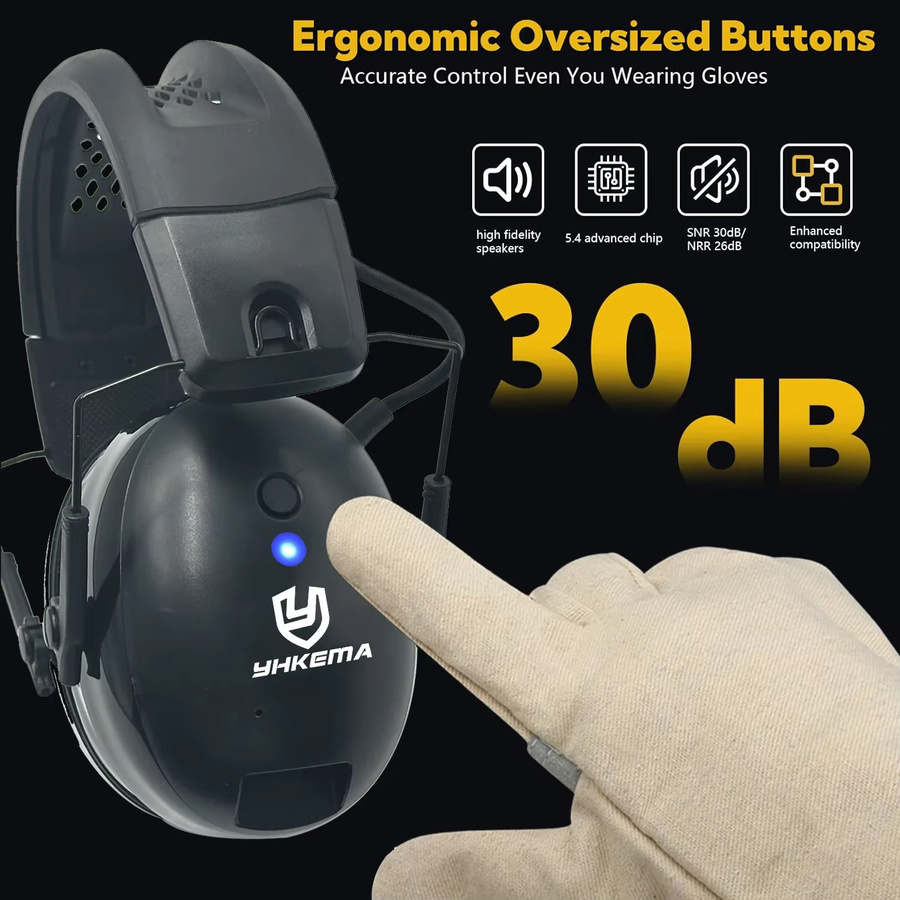 YHKEMA Bluetooth-Kopfhörer mit Geräuschunterdrückung und elektronischem Gehörschutz als taktische Ohrenschützer in Braun - Bild 3