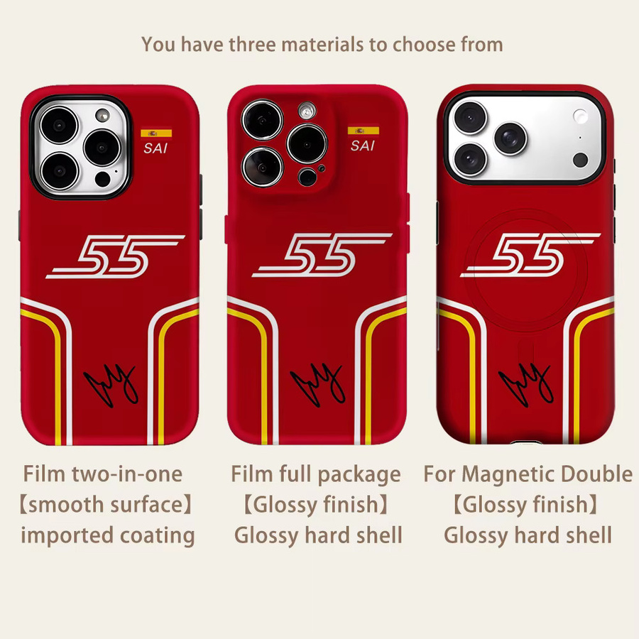 Robuste C-Carlos S-Sainz Handyhülle für iPhone 17 16 15 14 13 Pro Max Plus mit Magnetfunktion und doppelschichtigem Schutz in Rot - Bild 2