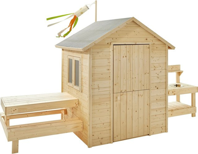 Soulet Kinderspielhaus Blanche aus Holz mit Bitumenfilz, B/T/H: 162 x 127 x 162 cm - Bild 1