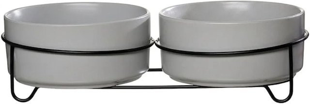 Ritzenhoff & Breker Taro Futternapf-Set mit Napfhalter, 2-teilig, Grau, B/T/H: 34,0 x 17,0 x 8,0 cm - Bild 1
