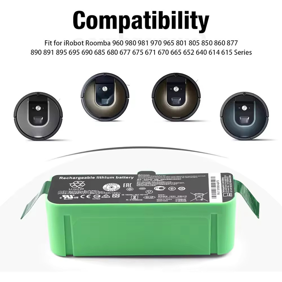ALalito Li-Ionen-Akku 14,4 V 12,8 Ah in Grün für iRobot Roomba Saugroboter der 600, 700, 800 und 900 Serie - Bild 2