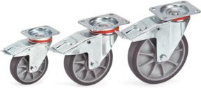 Fetra Lenkrolle mit Feststeller in Silber, Durchmesser: 200 mm, Breite: 40 mm, Tragkraft 250 kg - Bild 1
