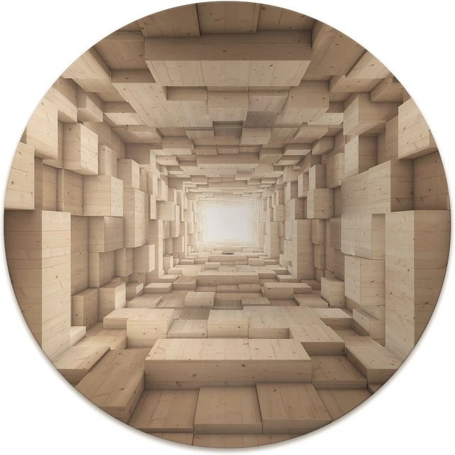 Tulup Bodenschutzmatte Holzabstraktion in Weiß und Beige für den Schreibtischstuhl, B/B: 100 x 100 cm - Bild 1