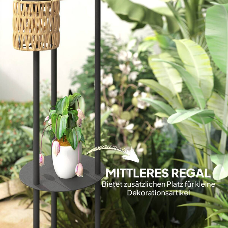 Outsunny Solar Stehlampe im Boho-Stil aus Rattan und Metall, Gelb, B/T/H: 37 x 37 x 144 cm - Bild 4