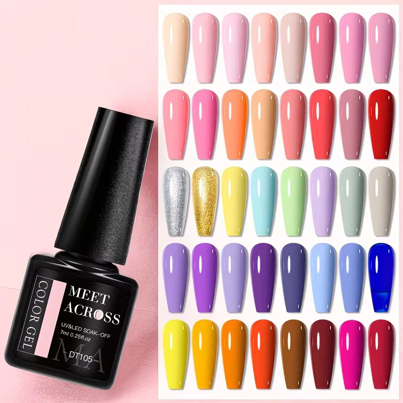 MEET ACROSS Gel-Nagellack-Set, 8-teilig, Mehrfarbig, Glänzend - Bild 3