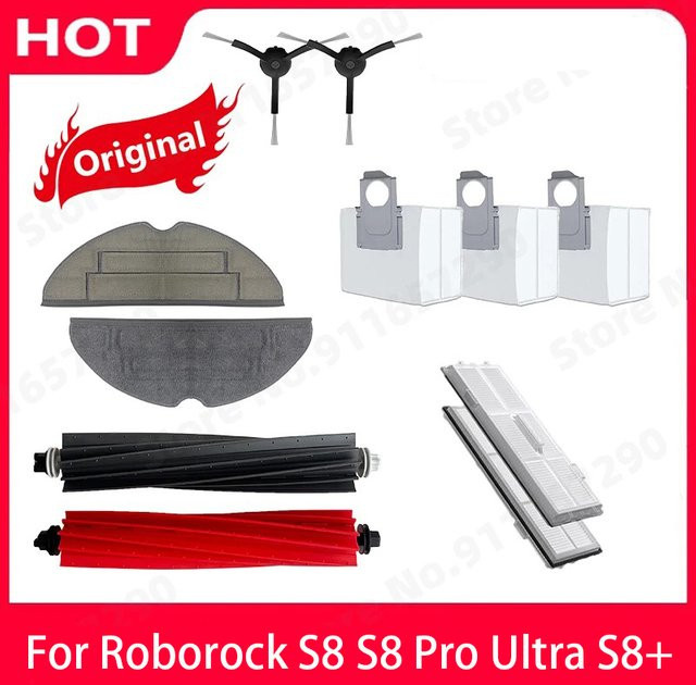 Roborock S8 Pro Ultra S8+ Zubehörset mit DuoRoller Haupt- und Seitenbürsten, Wischtüchern, HEPA-Filtern und Staubbeuteln in Multicolour - Bild 1