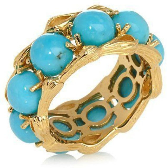 Vintage-Ring Damen, Gold, Türkisimitat - Bild 1