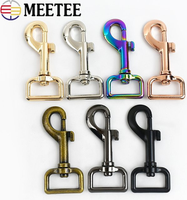 Meetee Metall-Schnallen für Schlüsselanhänger und Hundehalsbänder, drehbare Karabinerhaken aus Stahl, DIY-Zubehör in Silber und Multicolour, 15mm/20mm/25mm - Bild 1