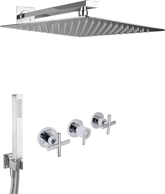 PaulGurkes Unterputz XXL Dusch Set mit Rainshower Regendusche in Chrom, Durchmesser: 40 cm - Bild 1