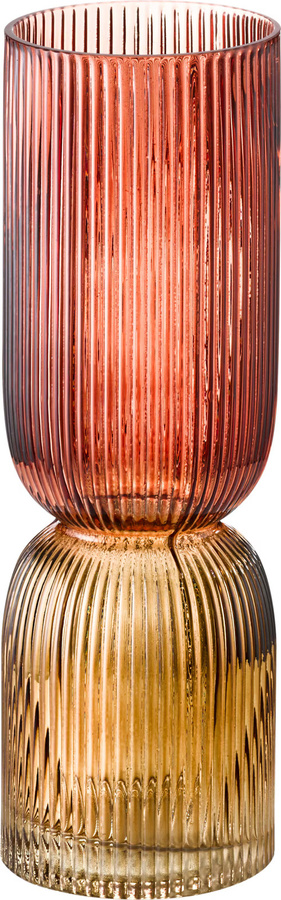 Vase Impressionen aus Glas in Bordeaux-Beige mit Rillen-Optik, Höhe: 30,0 cm, Breite: 10,0 cm, Tiefe: 9,5 cm - Bild 2