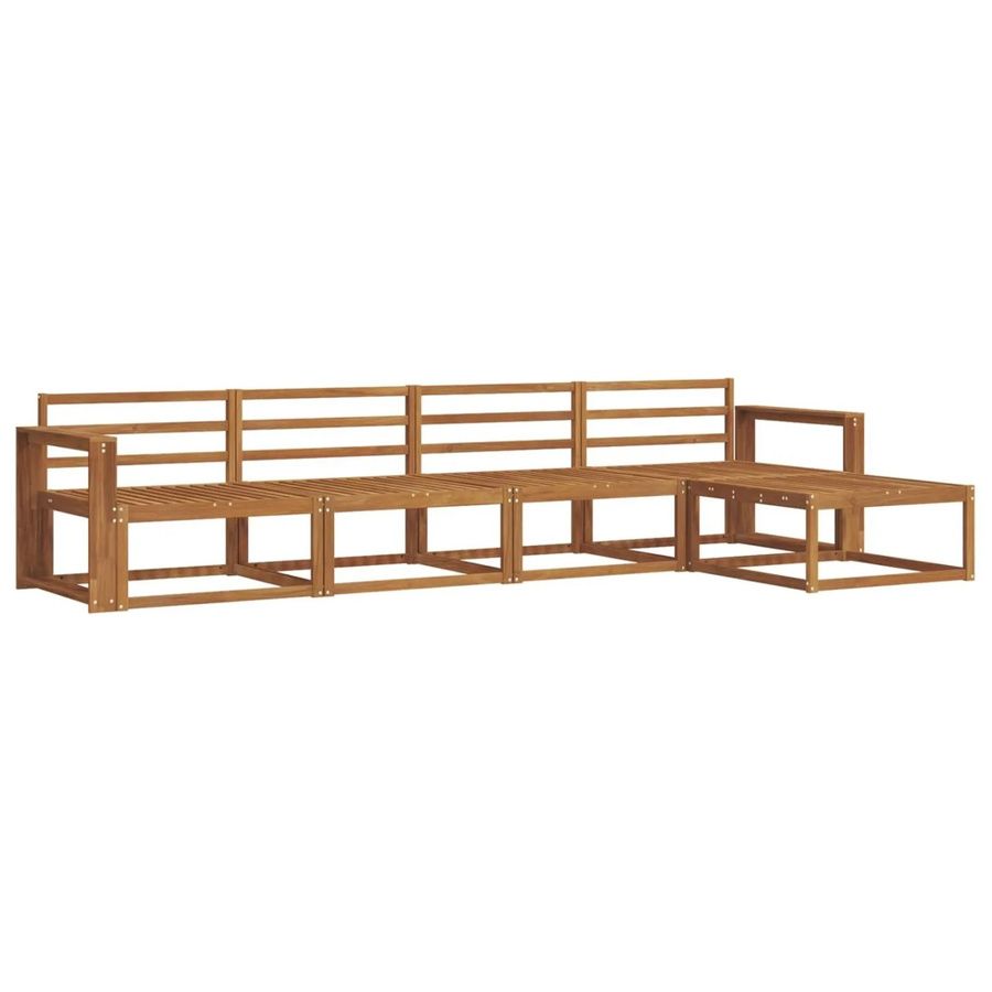 vidaXL Outdoor-Sofagarnitur aus Massivholz Akazie in Braun, 5-teiliges L-Shape Set mit Hocker und Armlehnen - Bild 2