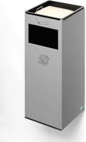 VAR Wandascher WH 66 Wandabfallbehälter mit Einwurfklappe in Silber, 29 l - Bild 1