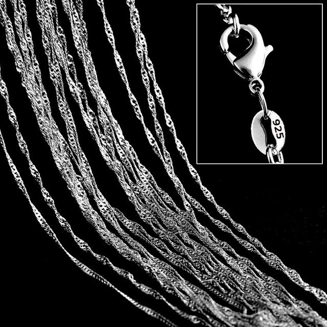 YAAMELI Halskette 925 Sterling Silber, Rhodium Farbe, 18 Zoll, Unisex - Bild 1