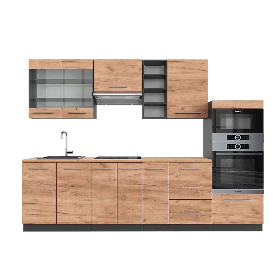 Vicco Fame-Line Küchenzeile Goldkraft in Eiche und Anthrazit, Breite: 280 cm - Bild 2