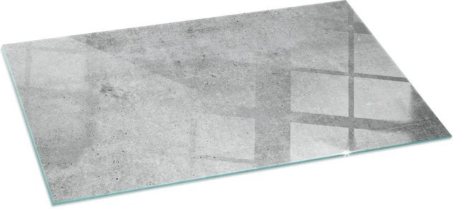 Tulup Glasplatte für Kamin in Grau mit Rohbetonstruktur, Rechteck, B: 140 cm, T: 70 cm - Bild 1