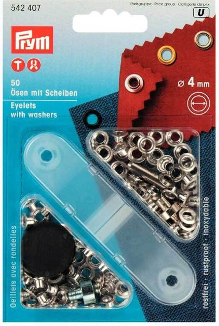 Prym Ösen mit Scheiben silber 4mm 50 Stück - Bild 1