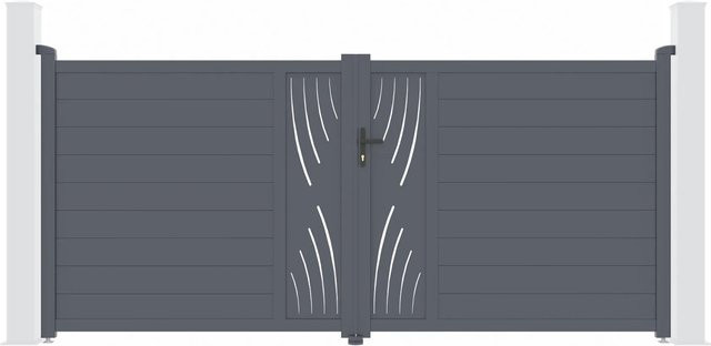Casanoov Elektrisches Flügeltor Veleta aus Aluminium in Anthrazit und Grau mit Drehtorantrieb Ranger B150, B/H: 355 x 161 cm - Bild 1
