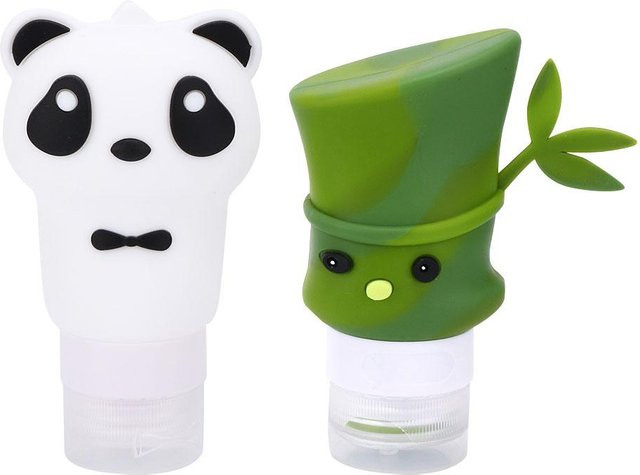 OutsideWorld Reise-Squeeze-Flaschen aus Silikon, Panda-Bambusform, 2 Stück, grün - Bild 1
