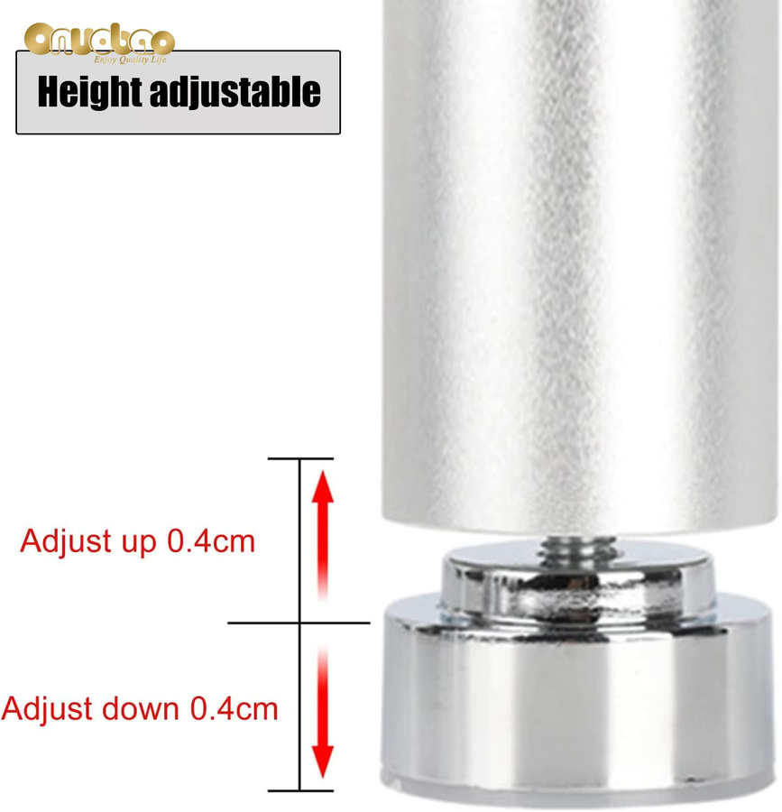 Onuobao 4er-Set verstellbare Möbelbeine aus Aluminiumlegierung mit M10-Schraube für Sofa und Tisch in Silber und Schwarz - Bild 1