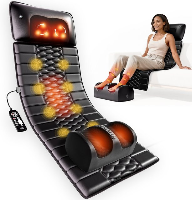 HIMOUTA Shiatsu-Massagematte mit Ganzkörper-Vibration und Heizfunktion in Schwarz zur Schmerzlinderung bei Nacken und Beinen - Bild 1
