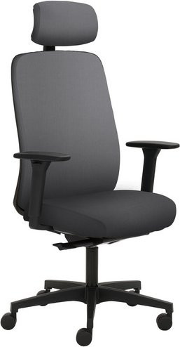 Mayer Sitzmöbel Drehstuhl mit Kopfstütze und Armlehnen, grau, B/H: 70 x 63 cm - Bild 1