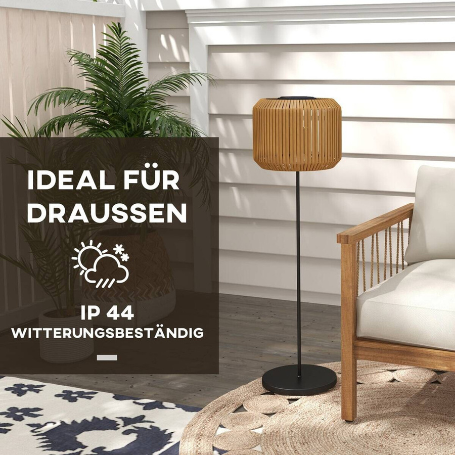Outsunny Solarleuchte LED aus Edelstahl und Polyrattan in Gelb, B/T/H: 34 x 34 x 130 cm - Bild 2