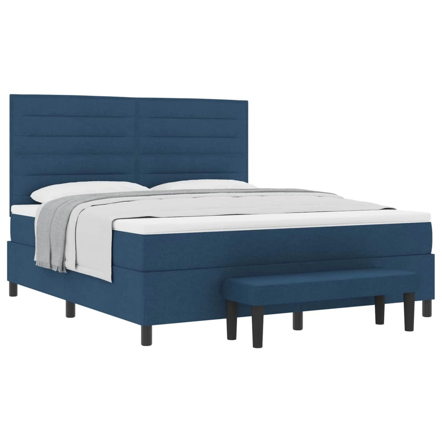 vidaXL Boxspringbett mit Matratze und Kopfteil in Blau, Hybrid-Bett mit Stoffbezug, B/T: 180 x 200 cm - Bild 2