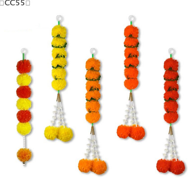 Gmarty Künstliche Studentenblumen Girlande für Halloween und Tag der Toten, Ethnische Blumen-Dekoration aus Kunststoff - Bild 1