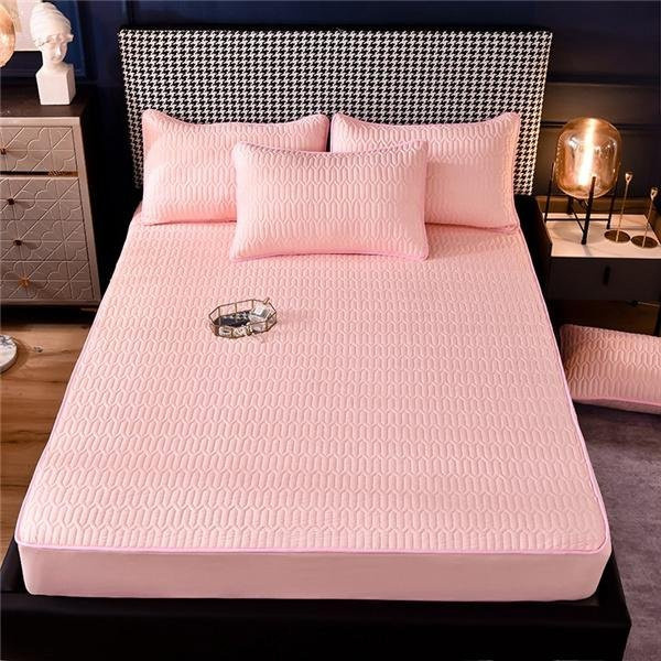 A Life Houseware Gesteppter Matratzenbezug als Spannbetttuch in Rosa, B/T: 150 x 200 cm - Bild 1