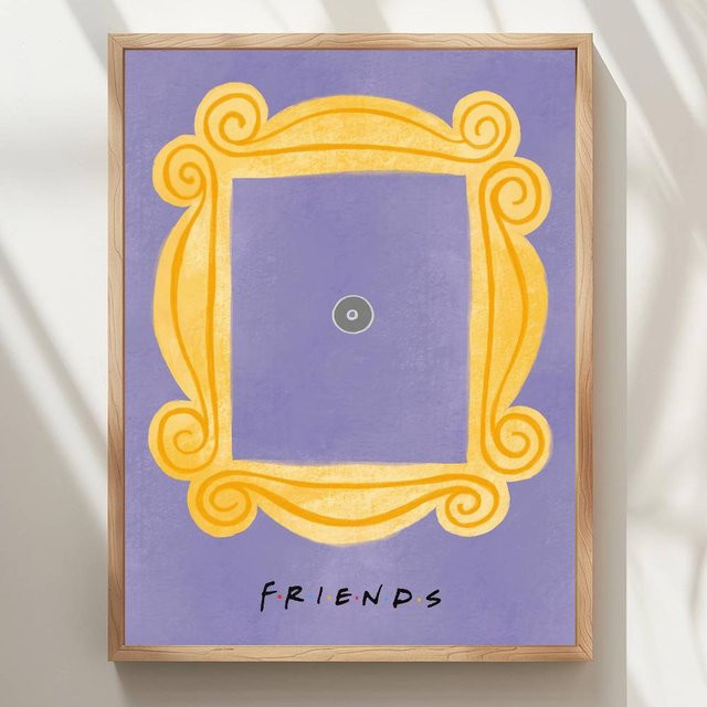 Wandkunst Aufkleber Freunde Guckloch Rahmen Poster in Lila, moderner abstrakter Papierdruck für Wohnzimmer und Bar - Bild 1