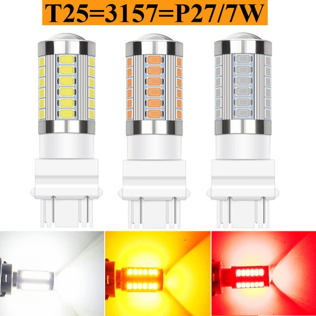 Neallor LED Bremslicht und Rückfahrscheinwerfer Set 2 Stück, T25 3157 P27/7W, Farben: Rot, Weiß, Bernstein, 12V - Bild 1