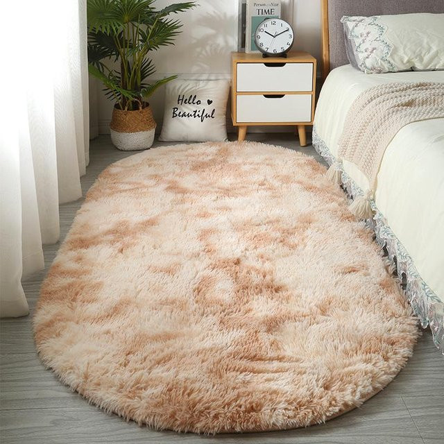 Ovaler flauschiger Langhaarteppich von ZZ HOME in Beige und Bunt, B/T: 120 x 200 cm - Bild 1