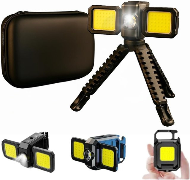 XIWANGFIRE Mini COB Schlüsselanhänger Taschenlampe, USB aufladbare tragbare Arbeitsleuchte mit Magnet für Outdoor, Camping und Angeln - Bild 1