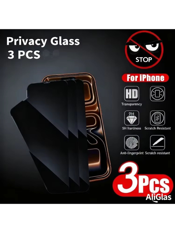 3er-Set Privatsphäre Displayschutzfolie aus gehärtetem Glas für Apple iPhone 11 12 13 14 15 16 17 Pro Max und weitere Modelle - Bild 4