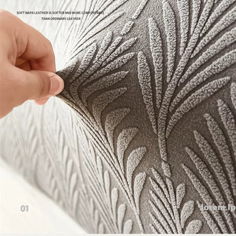 Yupartex Jacquard Bettkopfteil Abdeckung mit floralem Muster in Grau, elastischer Schonbezug für dein Schlafzimmer - Bild 2