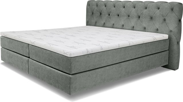 Boxspringbett SANSIBAR LIVING Langeoog in Titan Grey mit Stoffbezug und Taschenfederkern, B/T: 180 x 200 cm - Bild 1