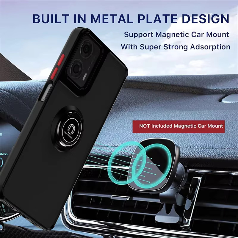 Stoßfeste Schutzhülle mit Ring-Ständer für Motorola Moto G85 G84 G54 G34 G24 G14 G60 in Schwarz mit mattem Finish - Bild 4