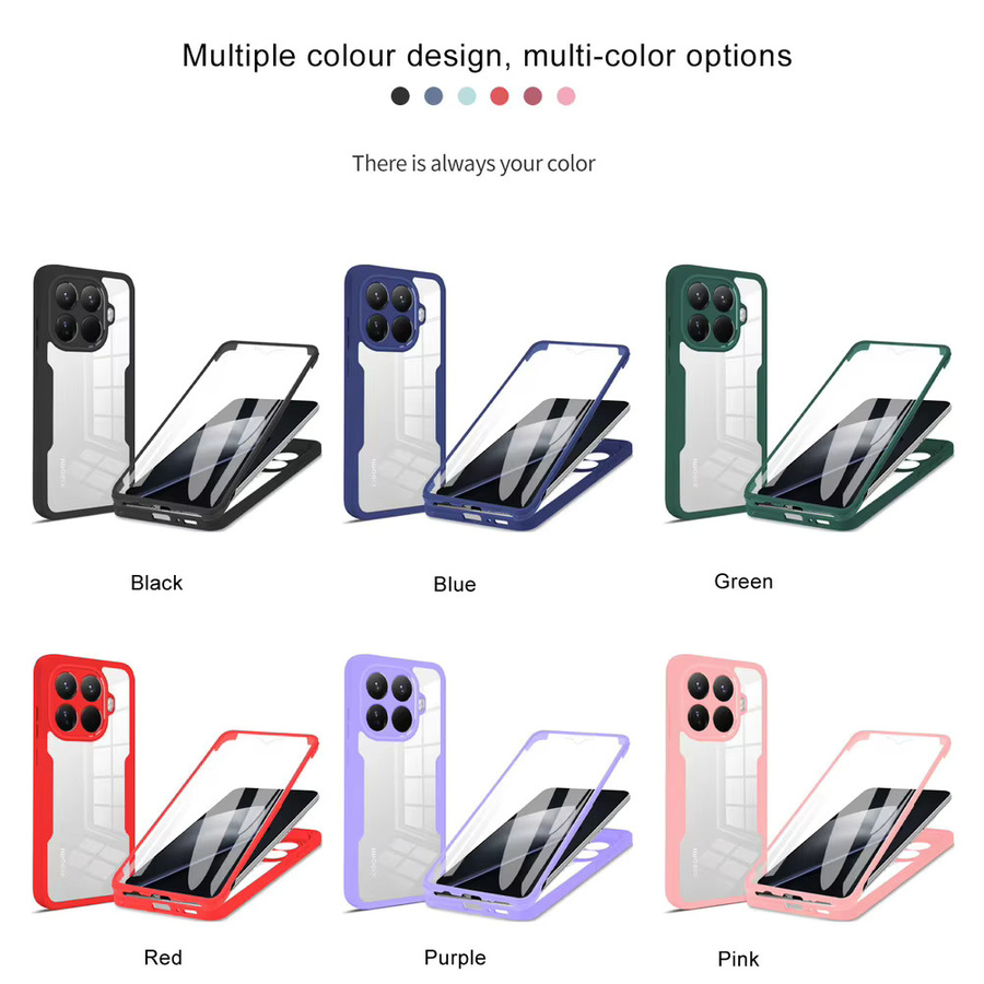 Transparente 360 Grad Schutzhülle für Xiaomi 11 12 13 14 15 Ultra und Pro Modelle, stoßfeste Silikon-Schutzhülle in Schwarz - Bild 5
