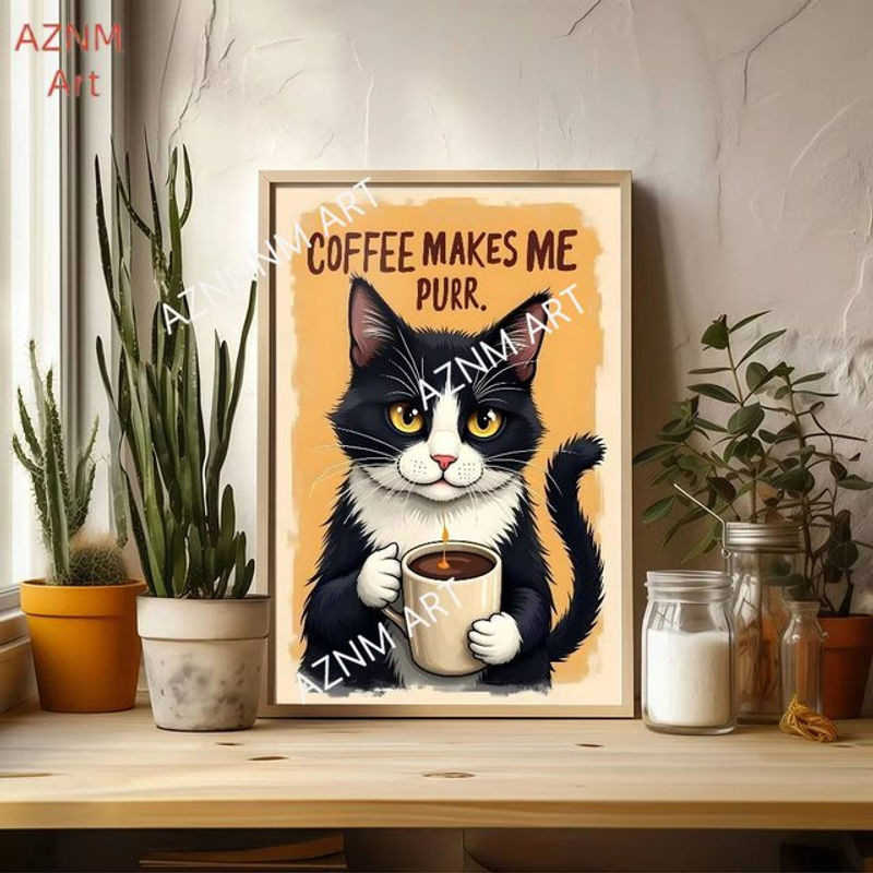 CAT ART Vintage Filmplakat Wandgemälde aus Papier in mehrfarbigem Design für Wandmontage oder Tischaufstellung - Bild 1
