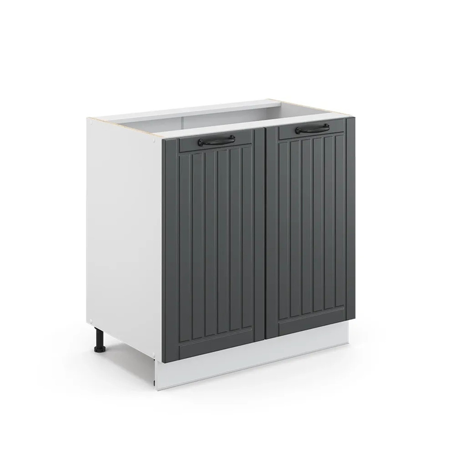 Vicco Spülenunterschrank Fame-Line Landhaus Anthrazit/Weiß mit Regal Breite: 80 cm - Bild 2
