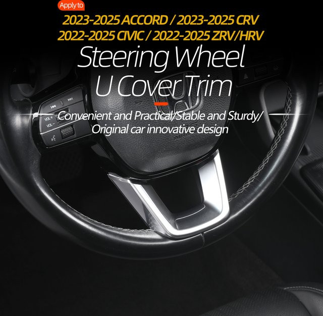 Lenkrad-Dekorationsaufkleber in Silber für Honda Civic 11. Generation, Accord, CR-V, ZR-V und HR-V - Bild 1