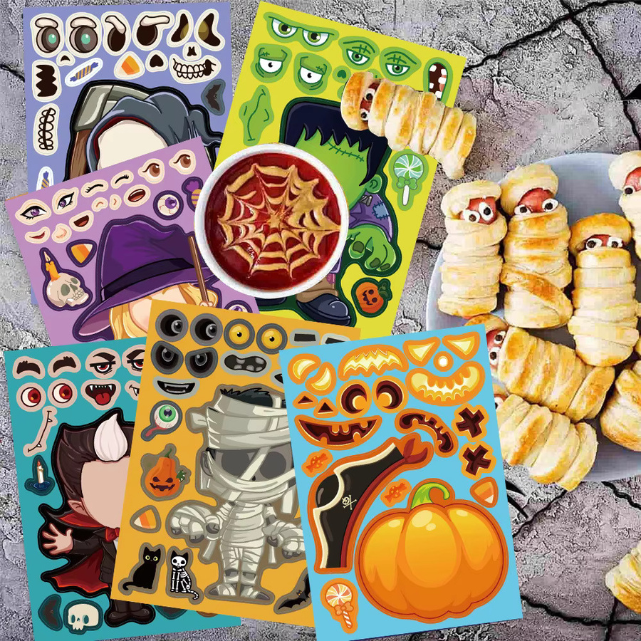 MRJIAANGSON Halloween und Einhorn DIY Puzzle Aufkleber Set, 8 Blätter buntes pädagogisches Spielzeug für Kinder - Bild 4