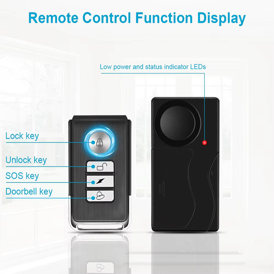 Kabelloses Vibrations-Alarmsystem mit Fernbedienung und 110dB Alarm für Tür, Fenster, Motorrad und Fahrrad in Schwarz mit WiFi-Funktion - Bild 6