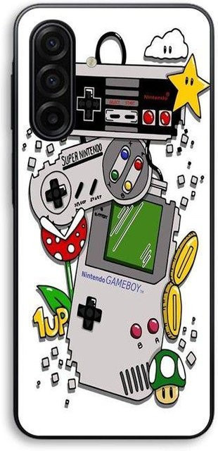 MANIACASE Silikon TPU Handyhülle für Samsung Galaxy A57 im Vintage Nintendo Konsolen Design in Schwarz - Bild 1