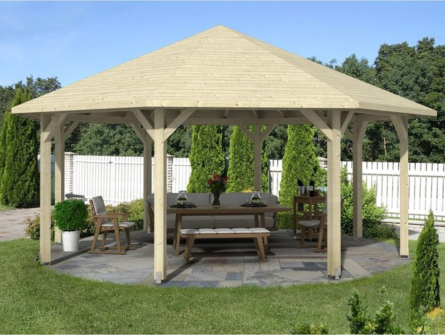 SKANHOLZ Pavillon Nice 4 aus Leimholz in Natur/Beige B/T: 630 x 630 cm - Bild 3