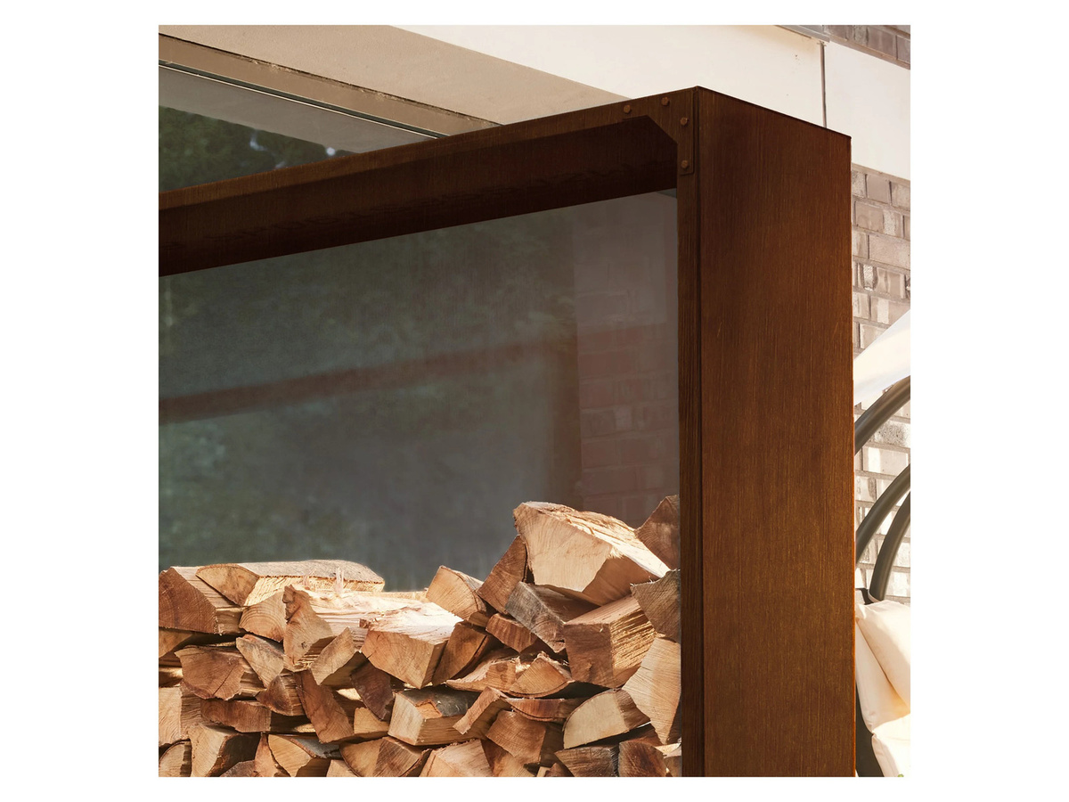 HOME DELUXE Holzlager NANGA aus patiniertem Qualitätsstahl in Braun, B/T/H: 180 x 38 x 54 cm - Bild 4