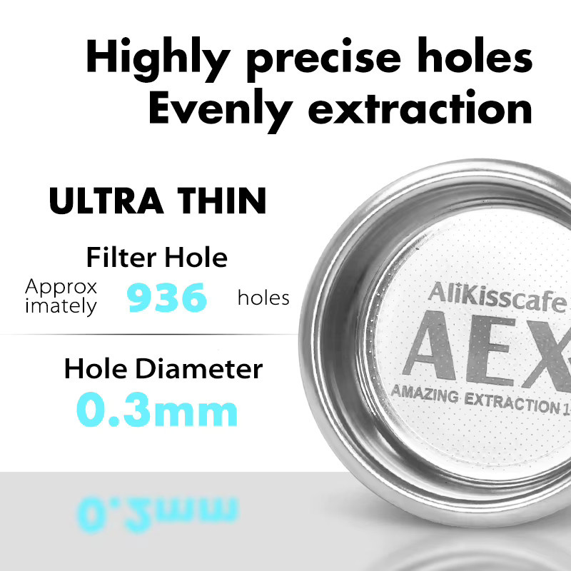 ALIKISSCAFE 58 mm Siebträger mit doppeltem Auslauf aus Edelstahl in Silber für Hibrew h7 h7a h10a Breville Barista Max Mini Sunbeam Espressomaschinen-Zubehör - Bild 3