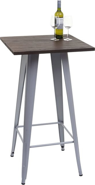 MCW Stehtisch A73 im Industriedesign mit Holz-Tischplatte, Grau, H: 107 cm, B: 60 cm, T: 60 cm - Bild 1
